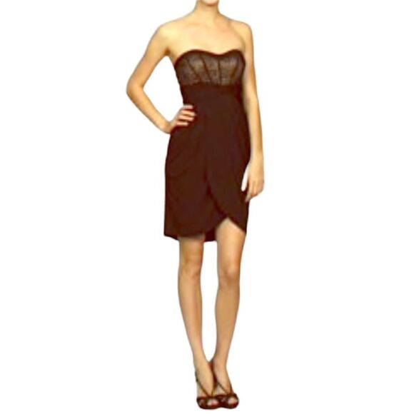 Jessica Simpson Black Lace Detail Bodice Strapless Cocktail Mini Dress Sz 14 NWT - Picture 2 of 15